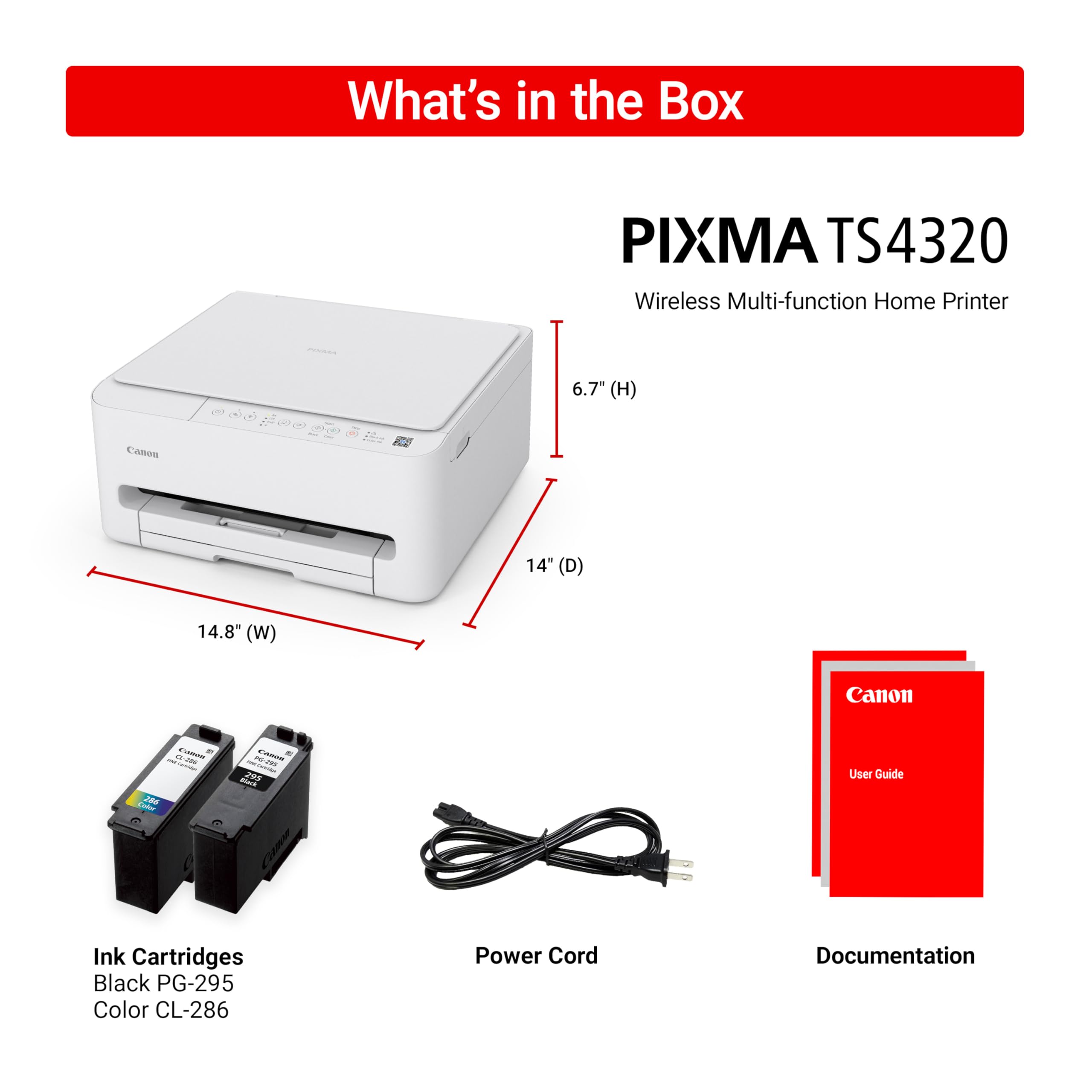 Canon PIXMA TS4320 on home desk showing how it fits into a small workspace