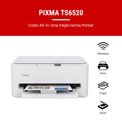 Canon PIXMA TS6520 top flatbed scanner open demonstrating easy scanning and copying
