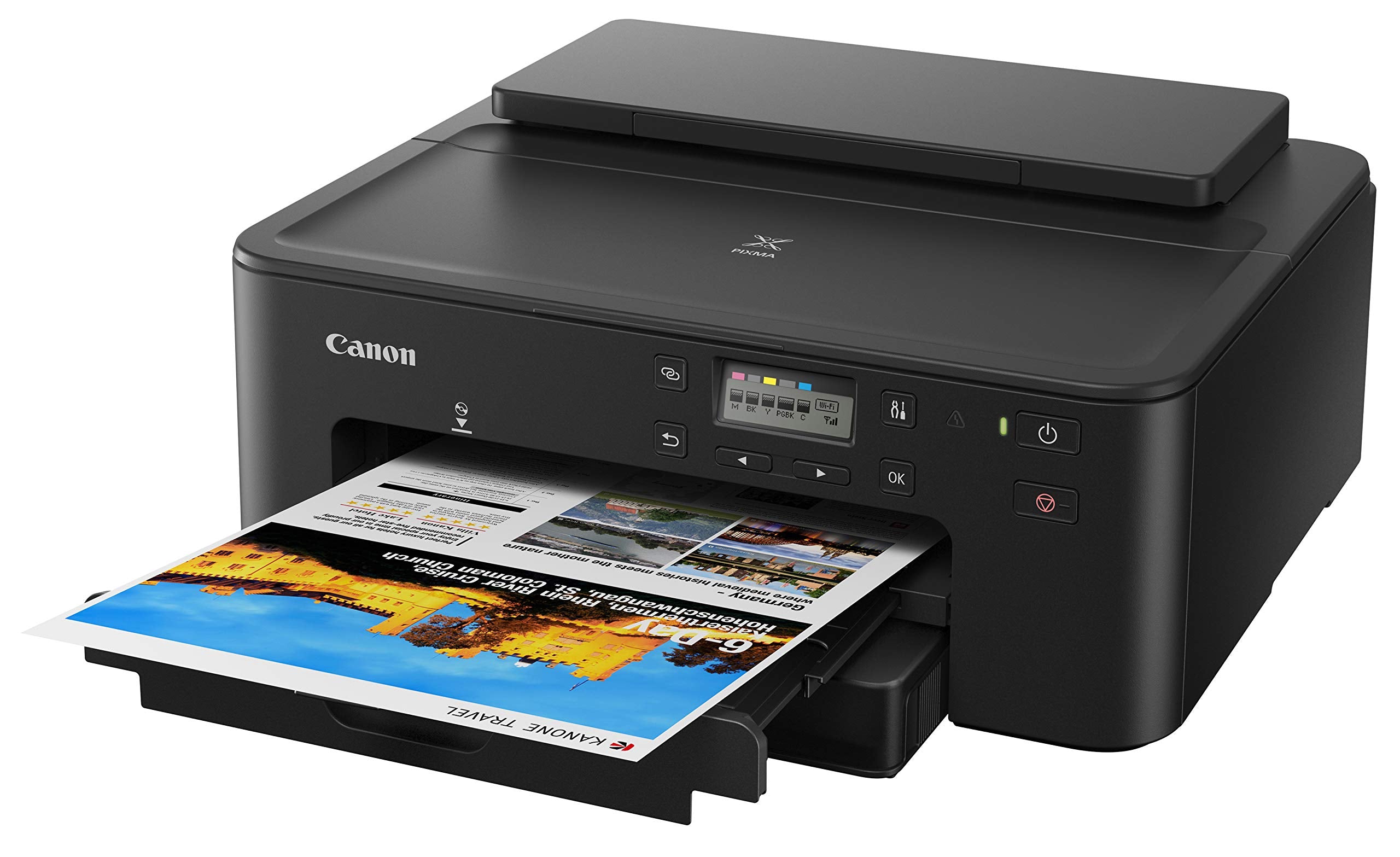 Canon PIXMA TS702a open paper tray with 350-sheet capacity for fewer refills