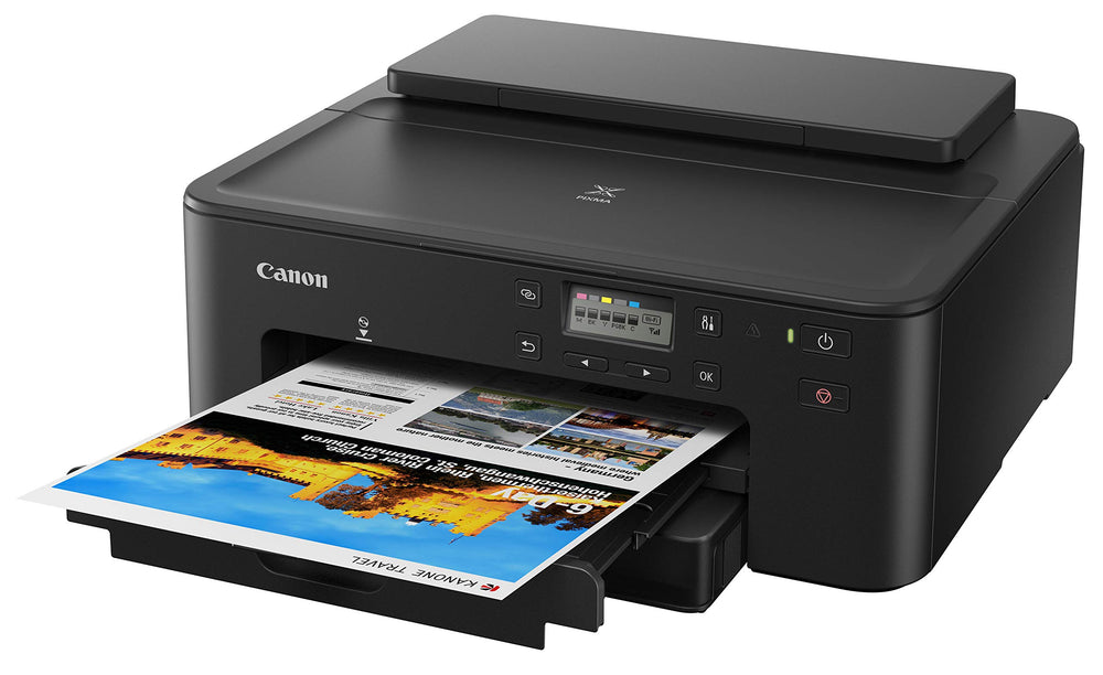 Canon PIXMA TS702a open paper tray with 350-sheet capacity for fewer refills