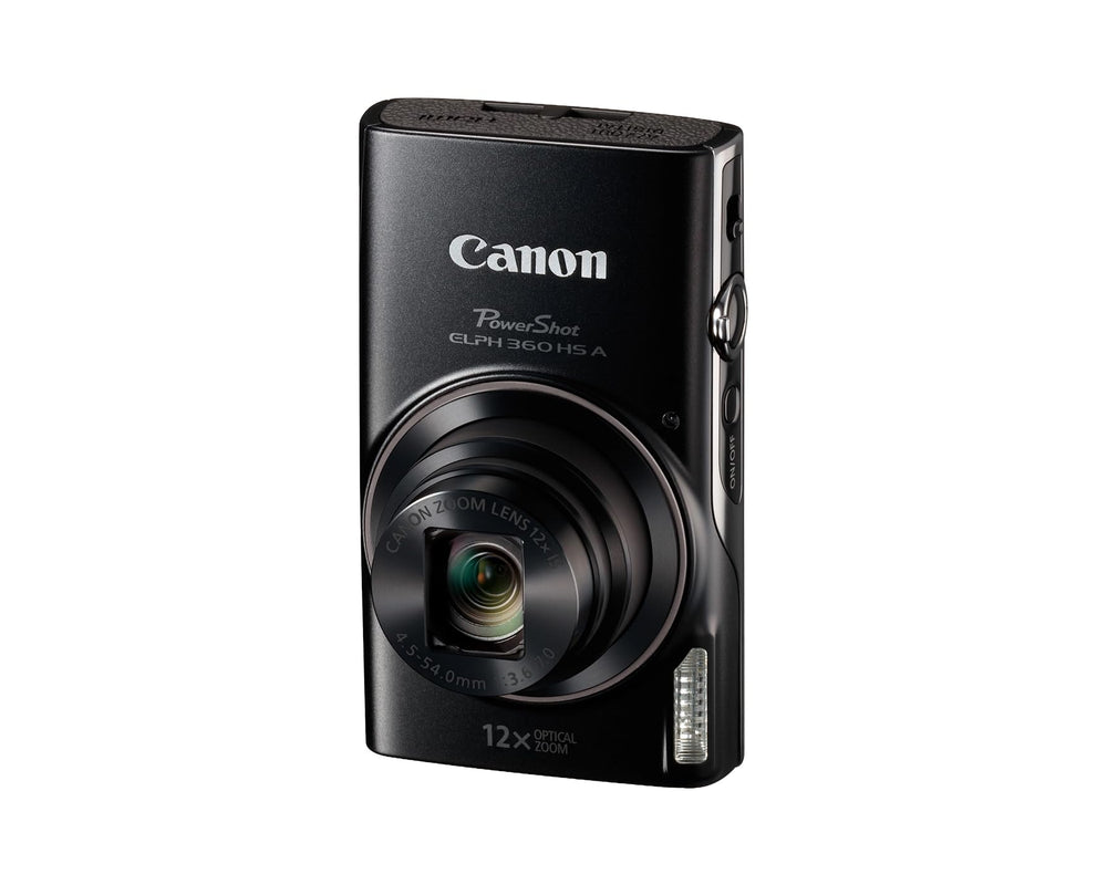 Canon PowerShot ELPH 360 HS next to travel items illustrating everyday use