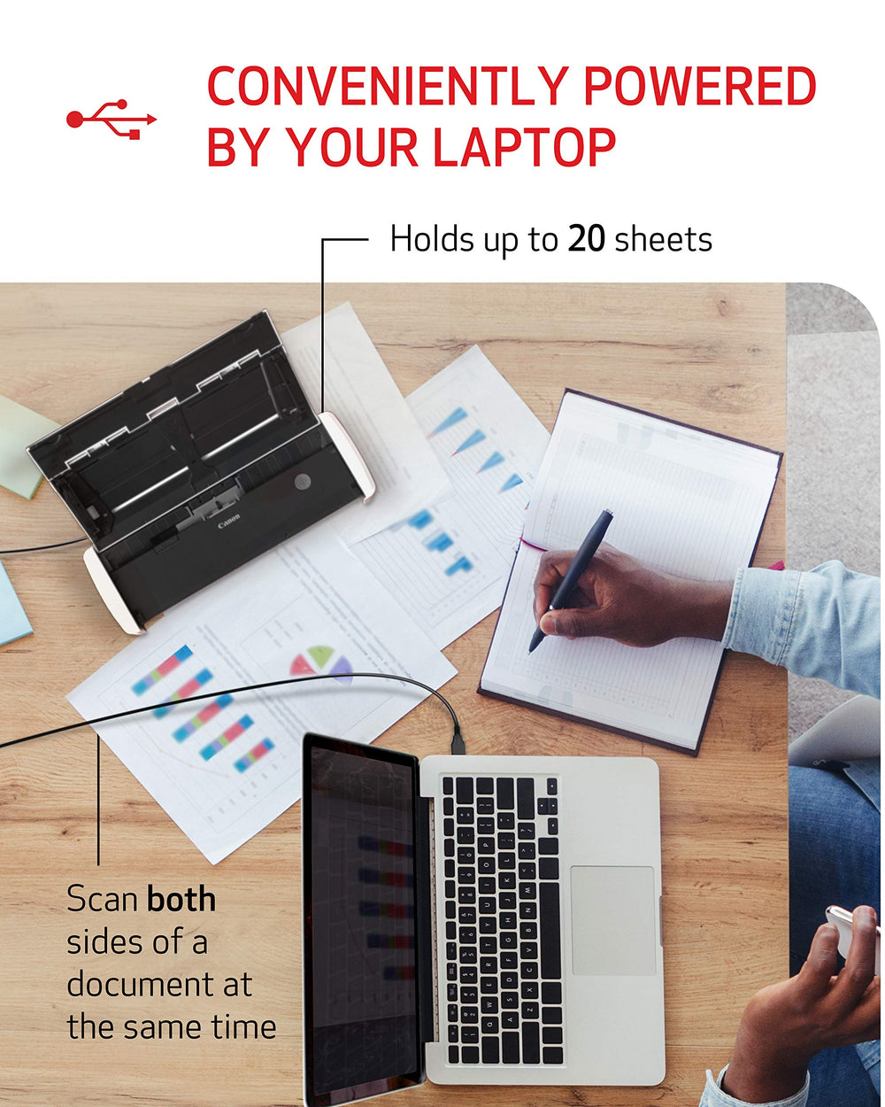 Canon R10 scanning both sides of a document in one pass to save user time