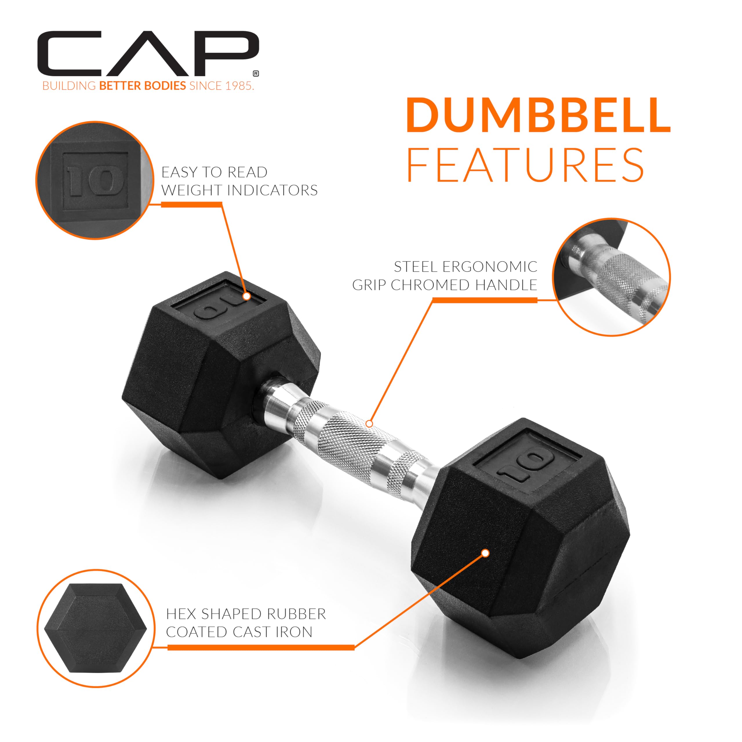 CAP recycled rubber head texture detail protecting floors and reducing noise