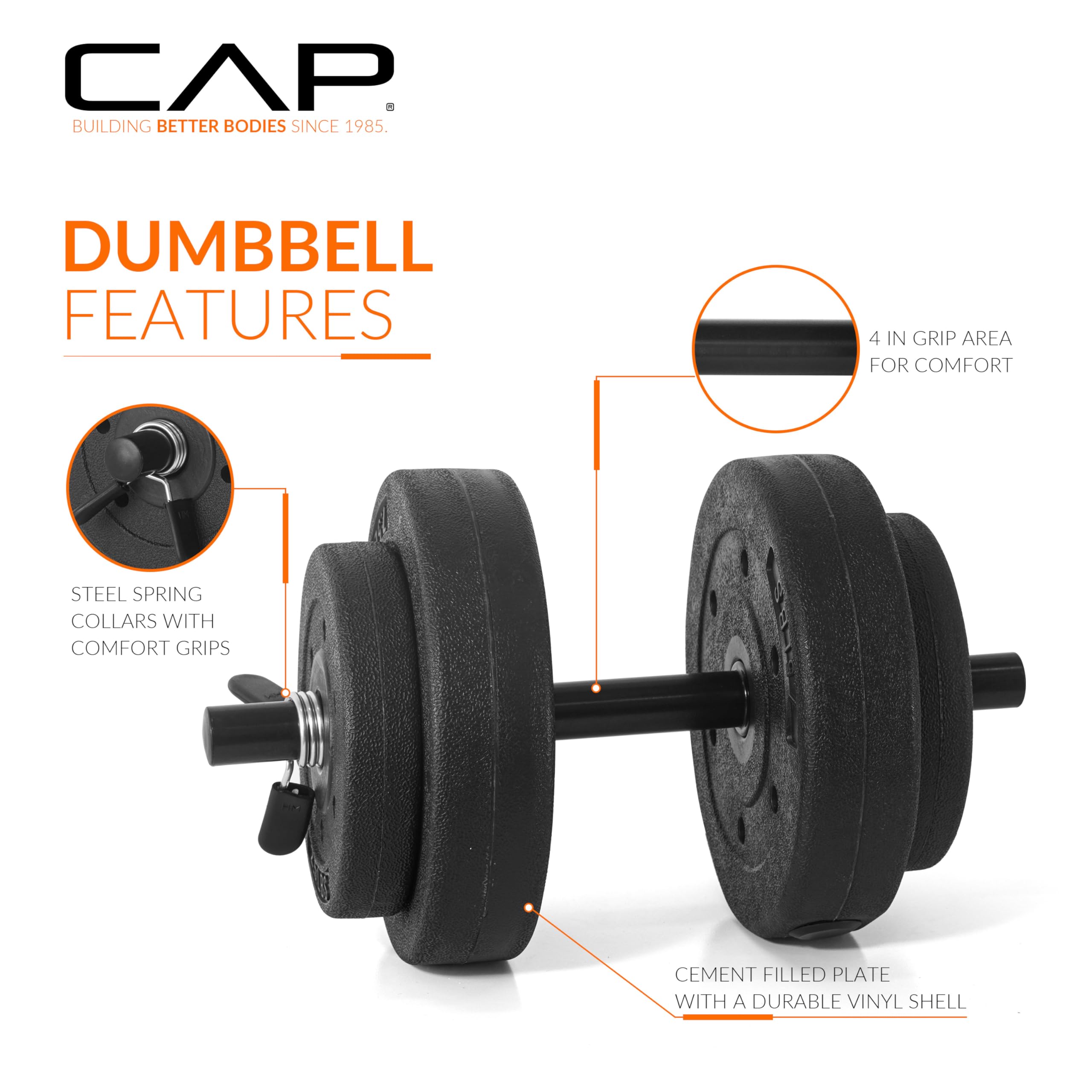 CAP 14-inch iron handle detail showing knurling and secure grip for safer lifts