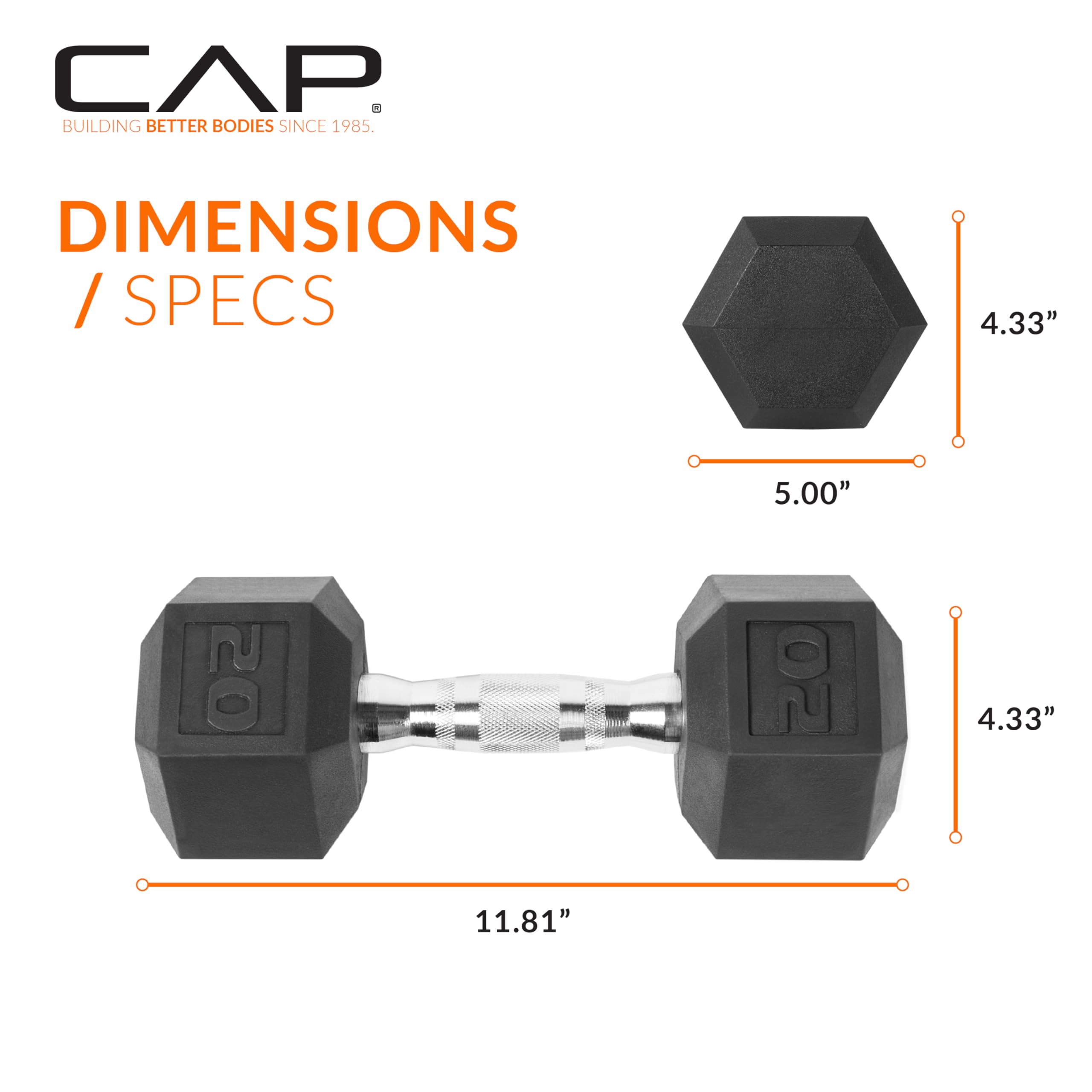 CAP Barbell 20 lb dumbbell in use during a dumbbell press demonstrating controlled movement