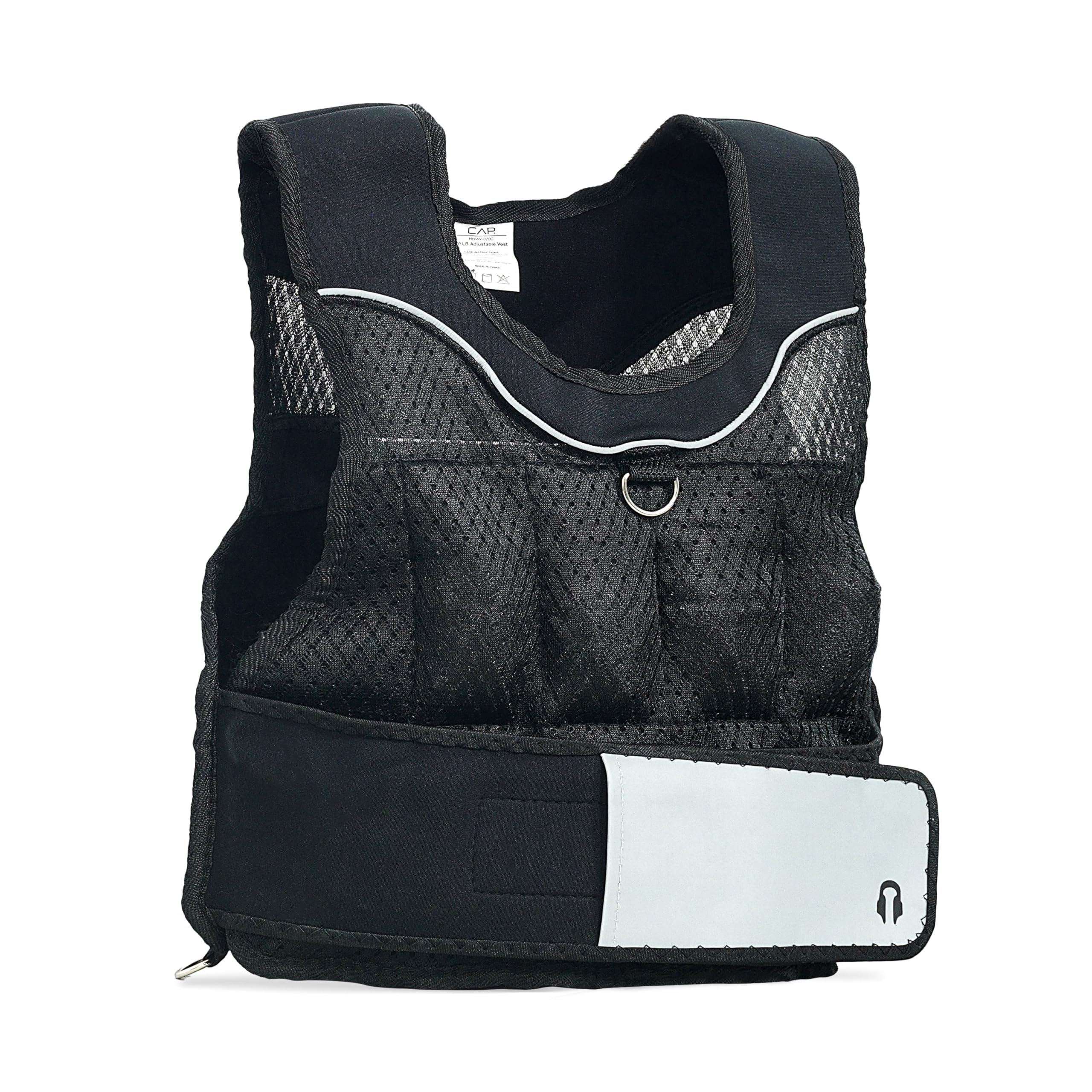 CAP Barbell front view showing vest fit and secure weight pockets for stable training