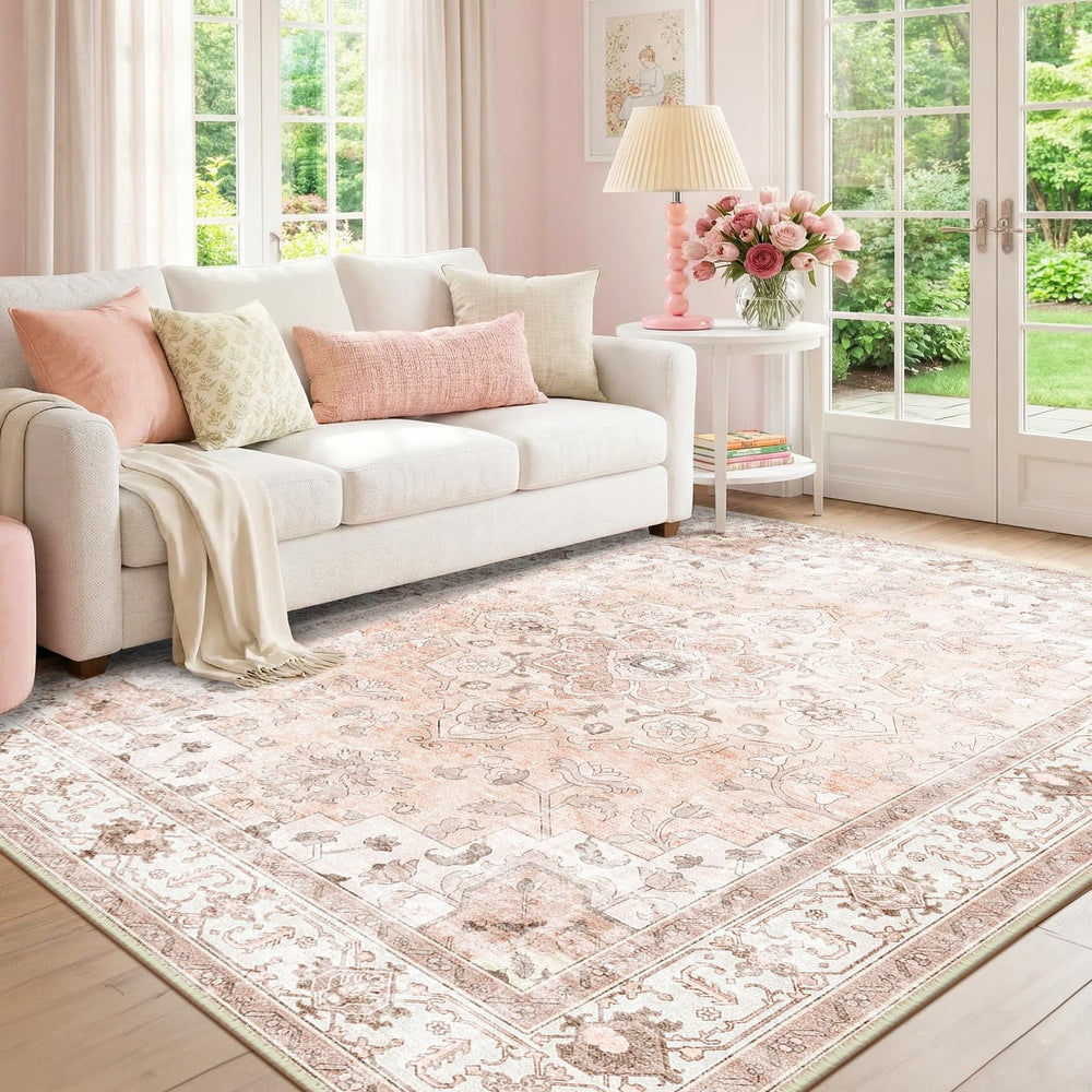 CAPALOCA rug with child and pet playing showing low-shed, family-friendly design