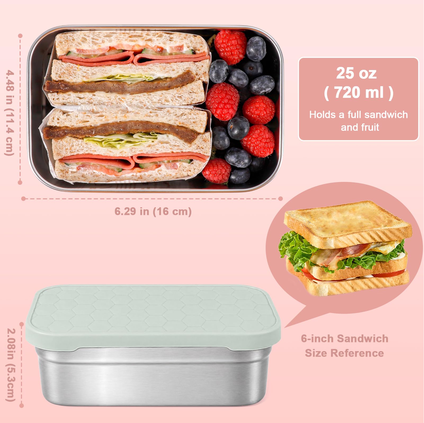 Caperci open container with sandwich inside, showing full-meal capacity benefit