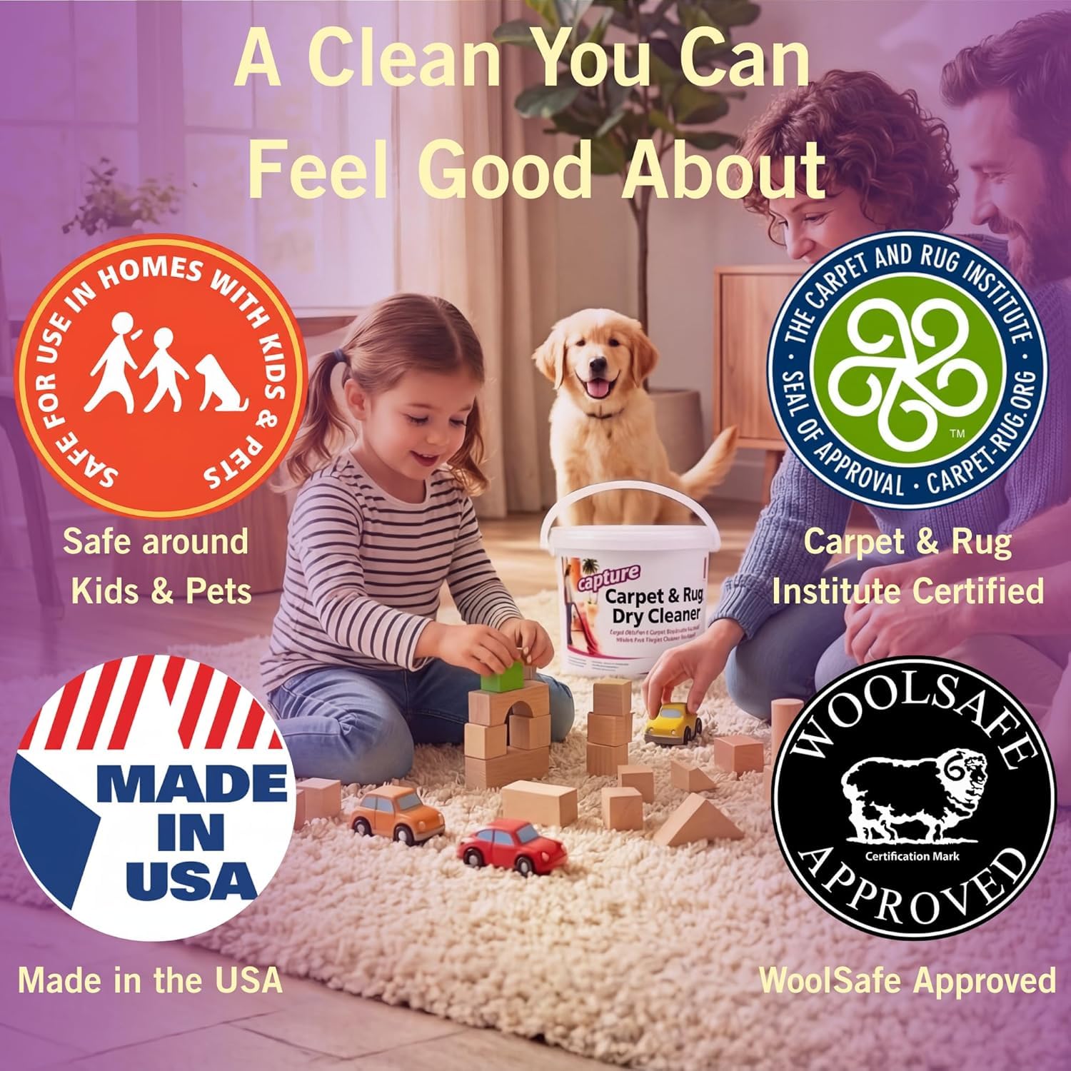 Capture used on car seat interior showing odor removal benefit