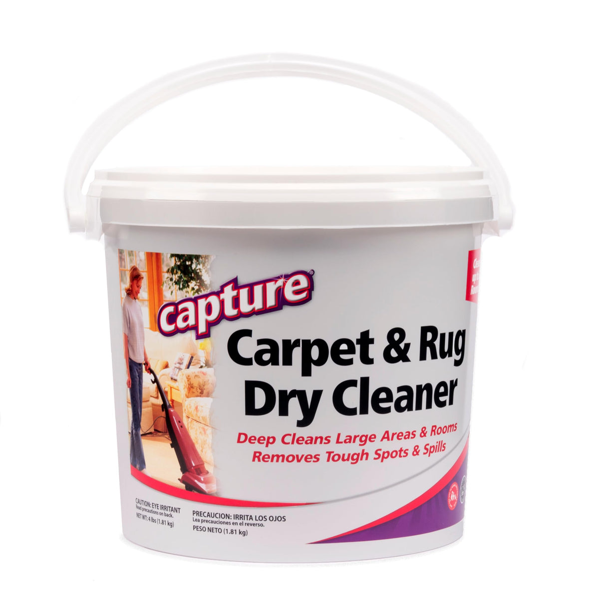 Capture pail front view showing product and clean-home benefit