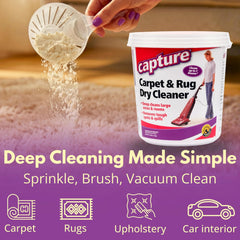 Capture powder close-up texture showing absorbent granules for deep cleaning