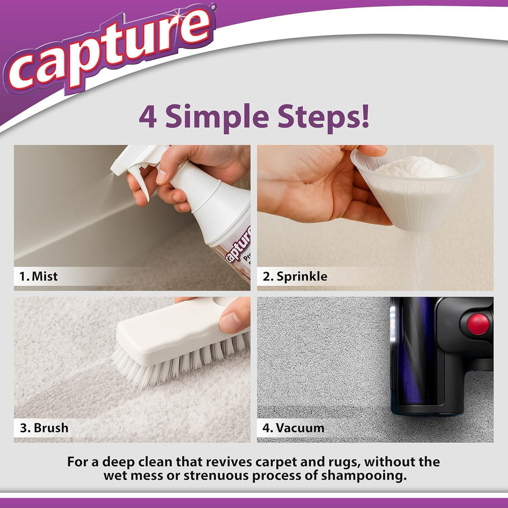 Spot treatment on sofa using Capture showing pet-stain refresh benefit
