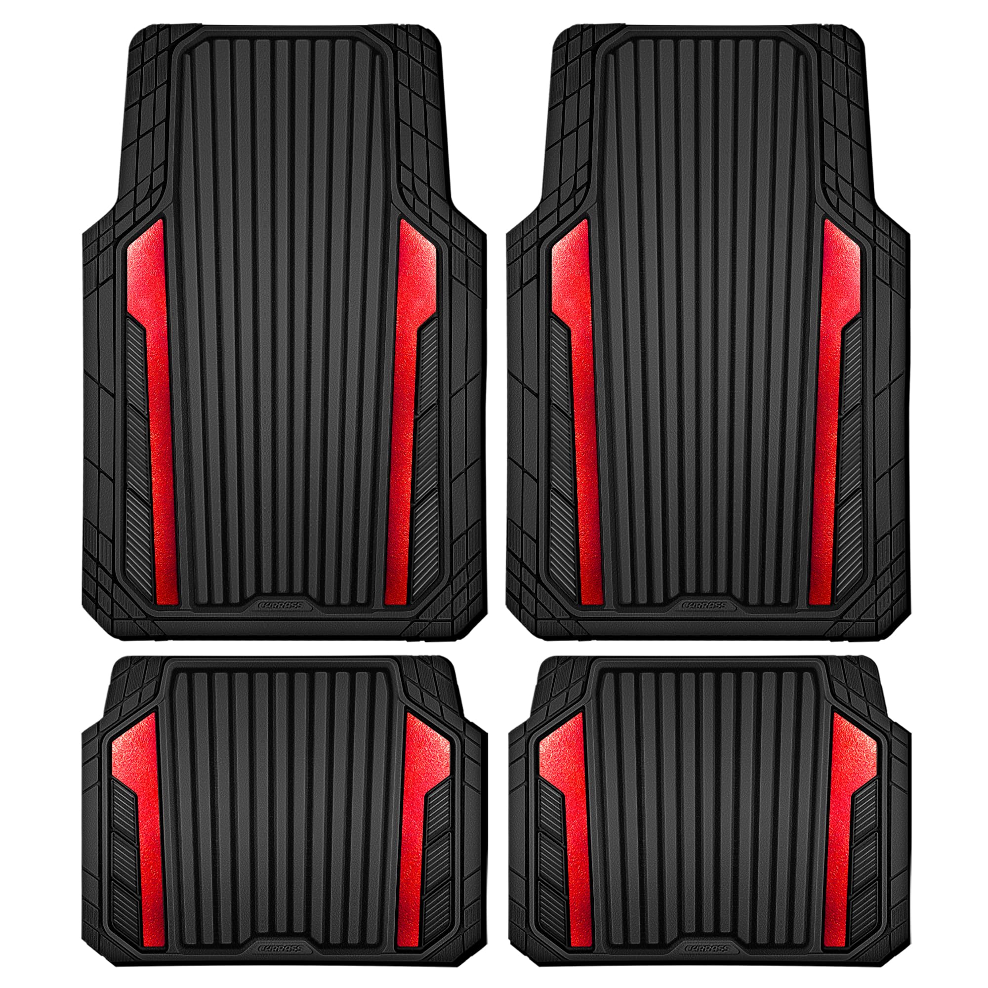 CAR PASS front mat top view showing anodized metallic finish and protection