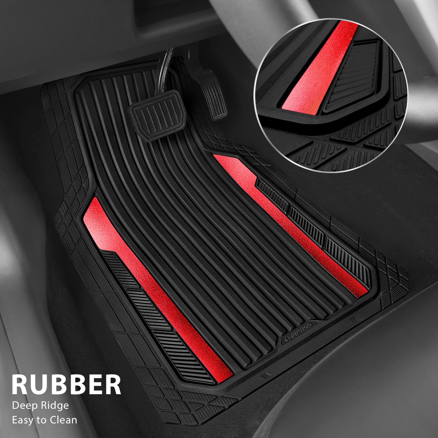 CAR PASS rear mats pair flat demonstrating universal fit and coverage