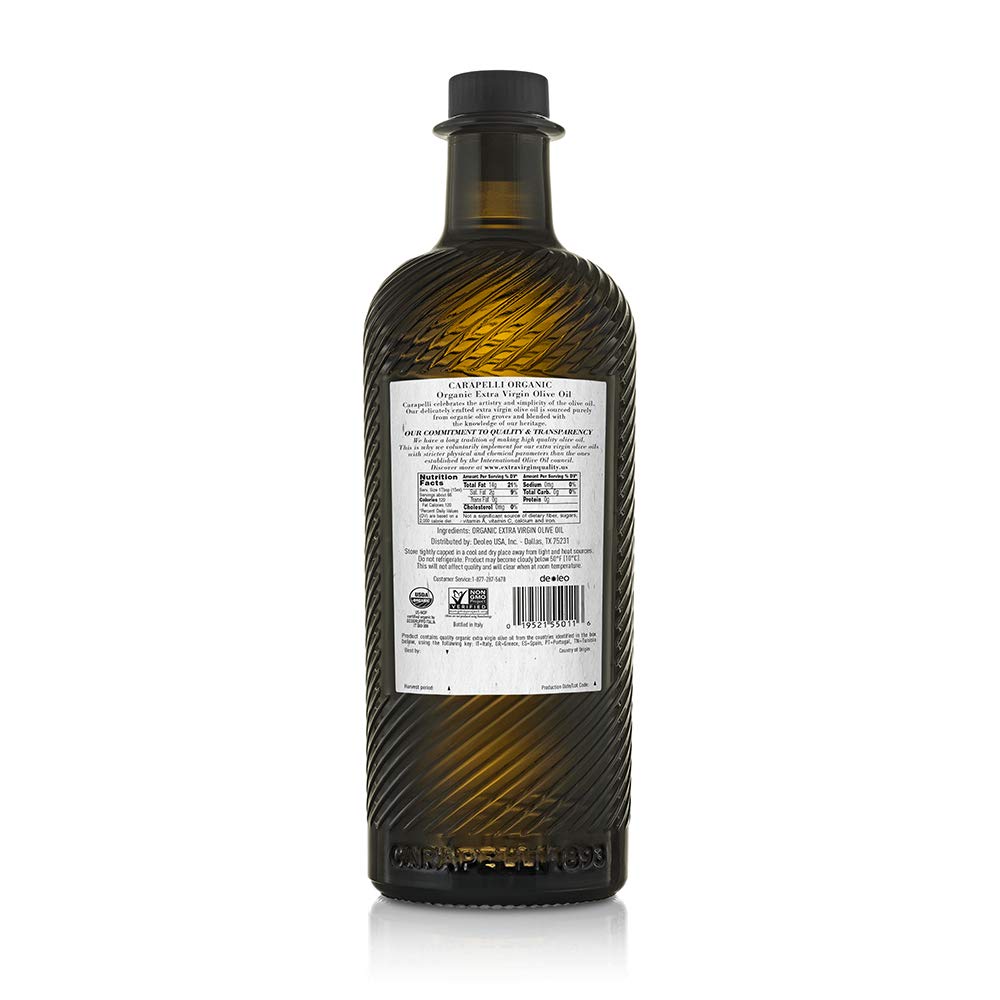 Carapelli dark glass close-up protecting oil and maintaining flavor stability