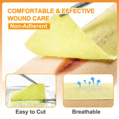 CARBOU petrolatum-coated surface detail highlighting non-stick layer for painless changes