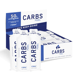 Carbs Fuel front packaging showing 18-pack and product branding for easy identification