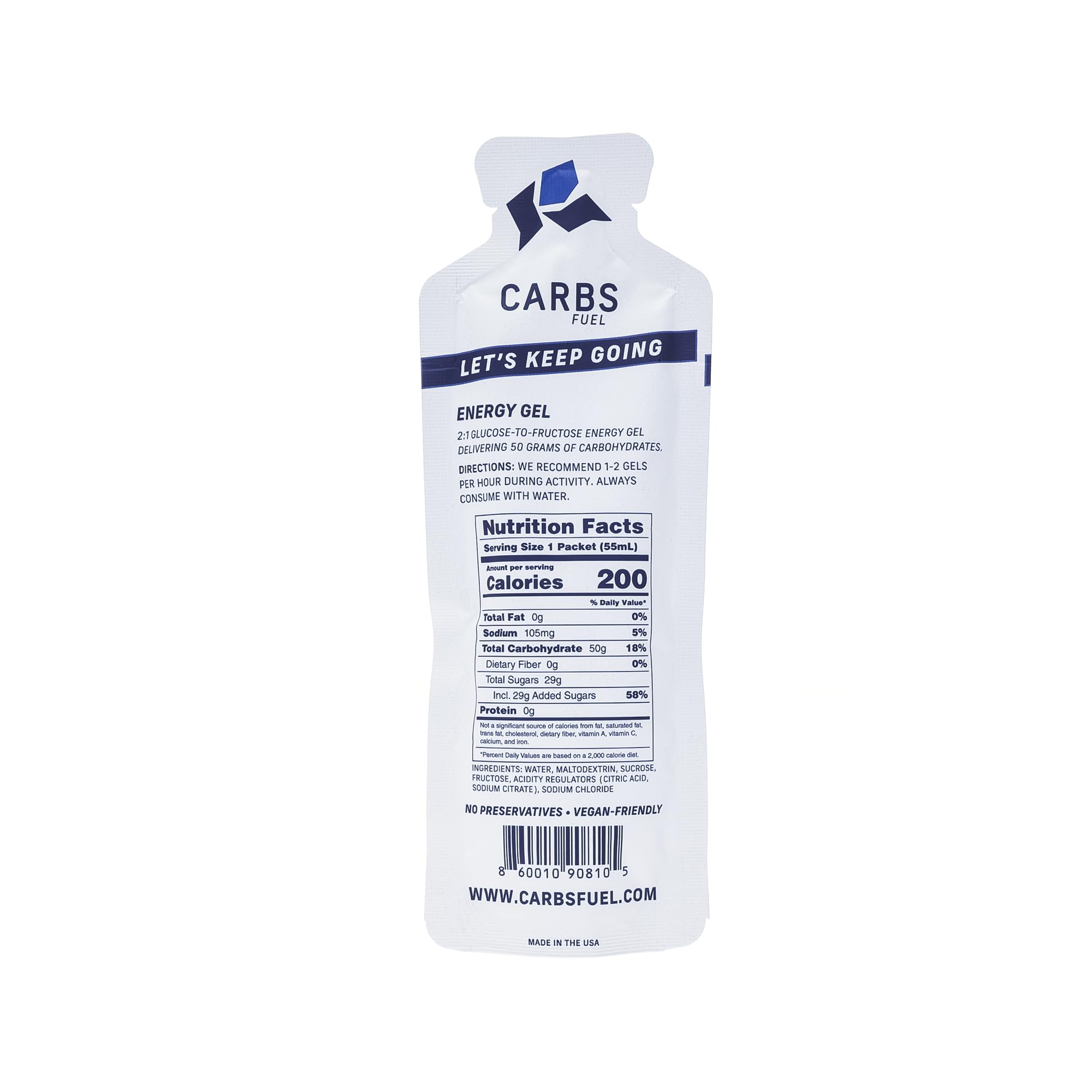 Carbs Fuel open pouch with visible gel demonstrating ready-to-consume convenient energy