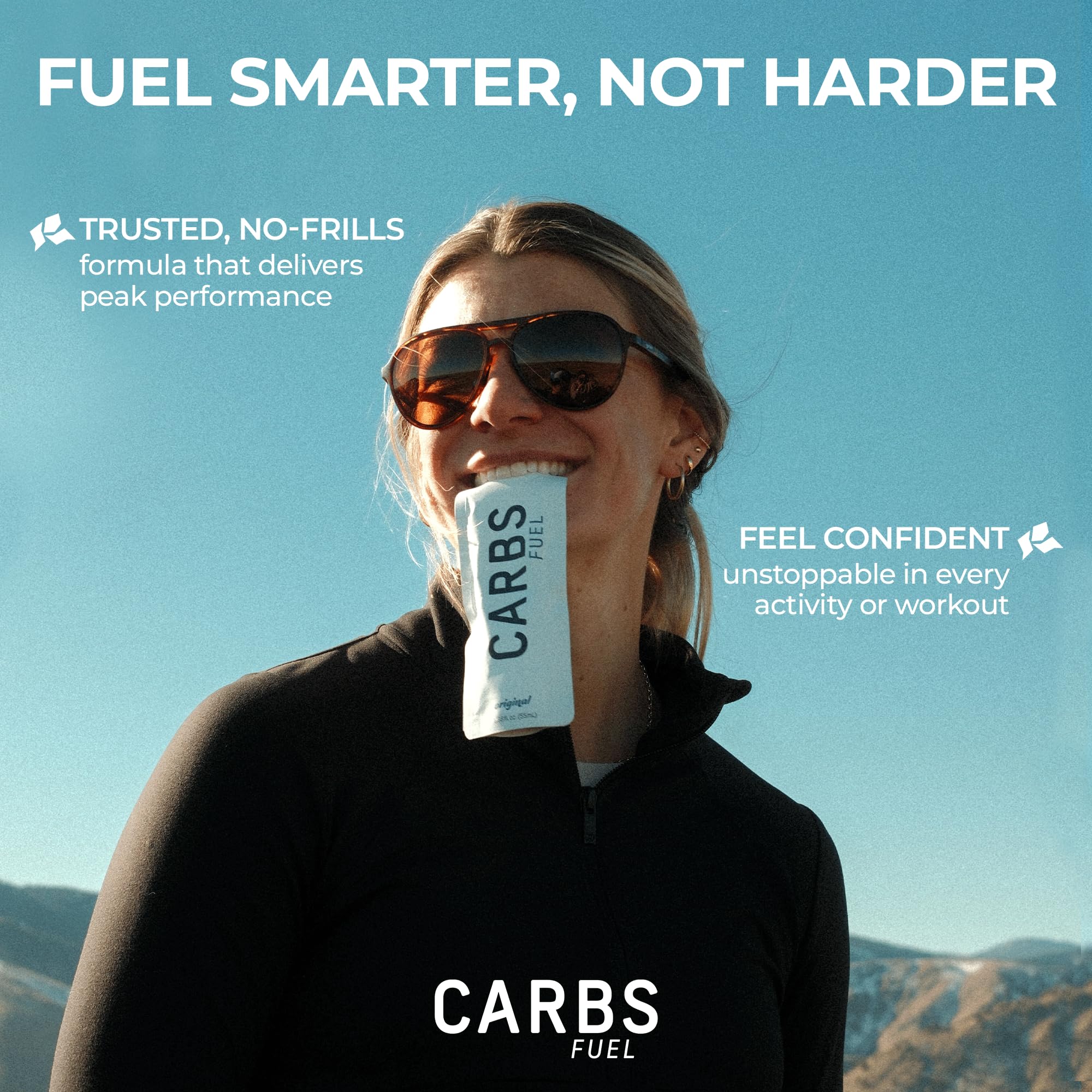 Carbs Fuel runner consuming gel on trail demonstrating real-world endurance fueling