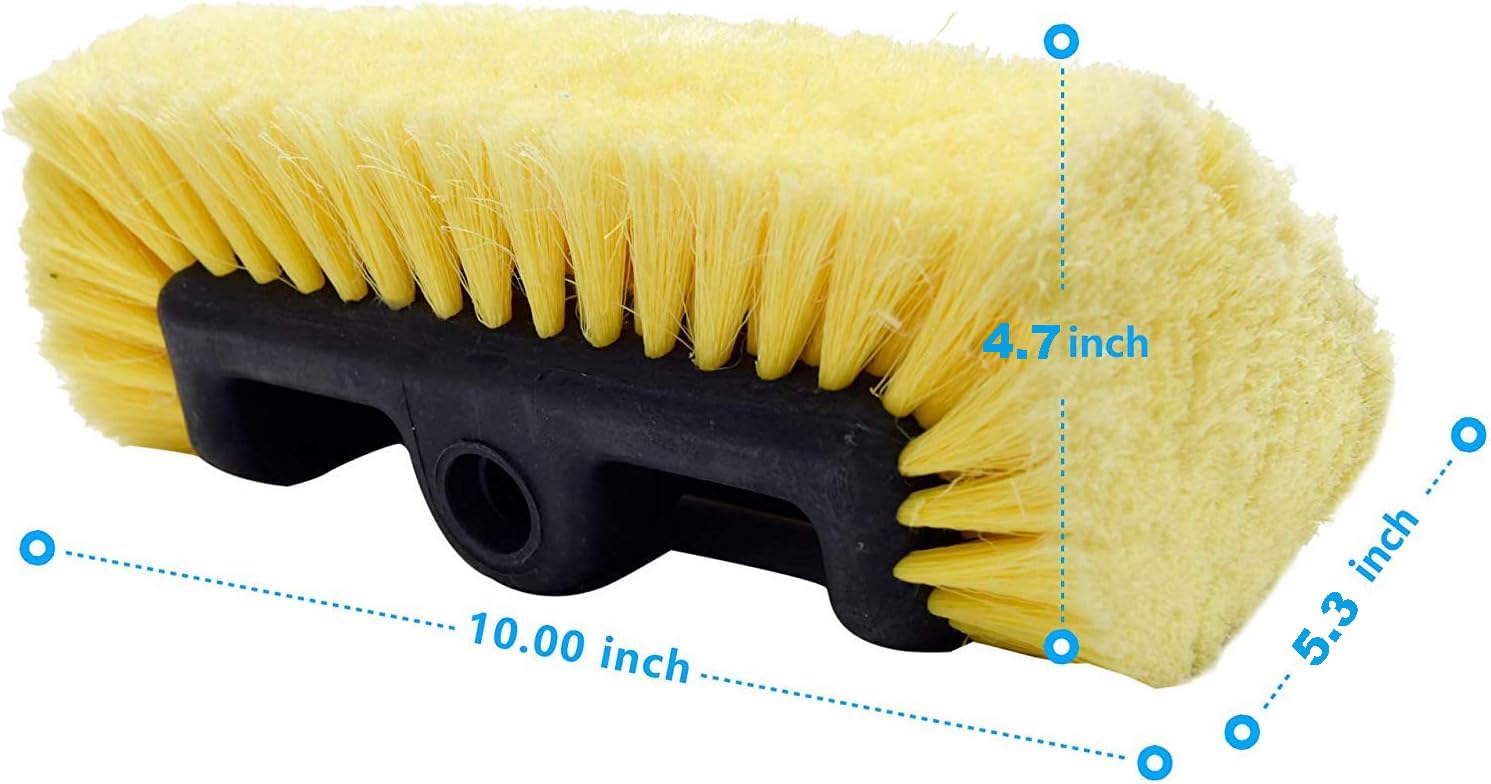 CARCAREZ brush attached to hose as flow-thru delivering continuous water for efficient rinsing
