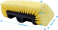 CARCAREZ brush attached to hose as flow-thru delivering continuous water for efficient rinsing