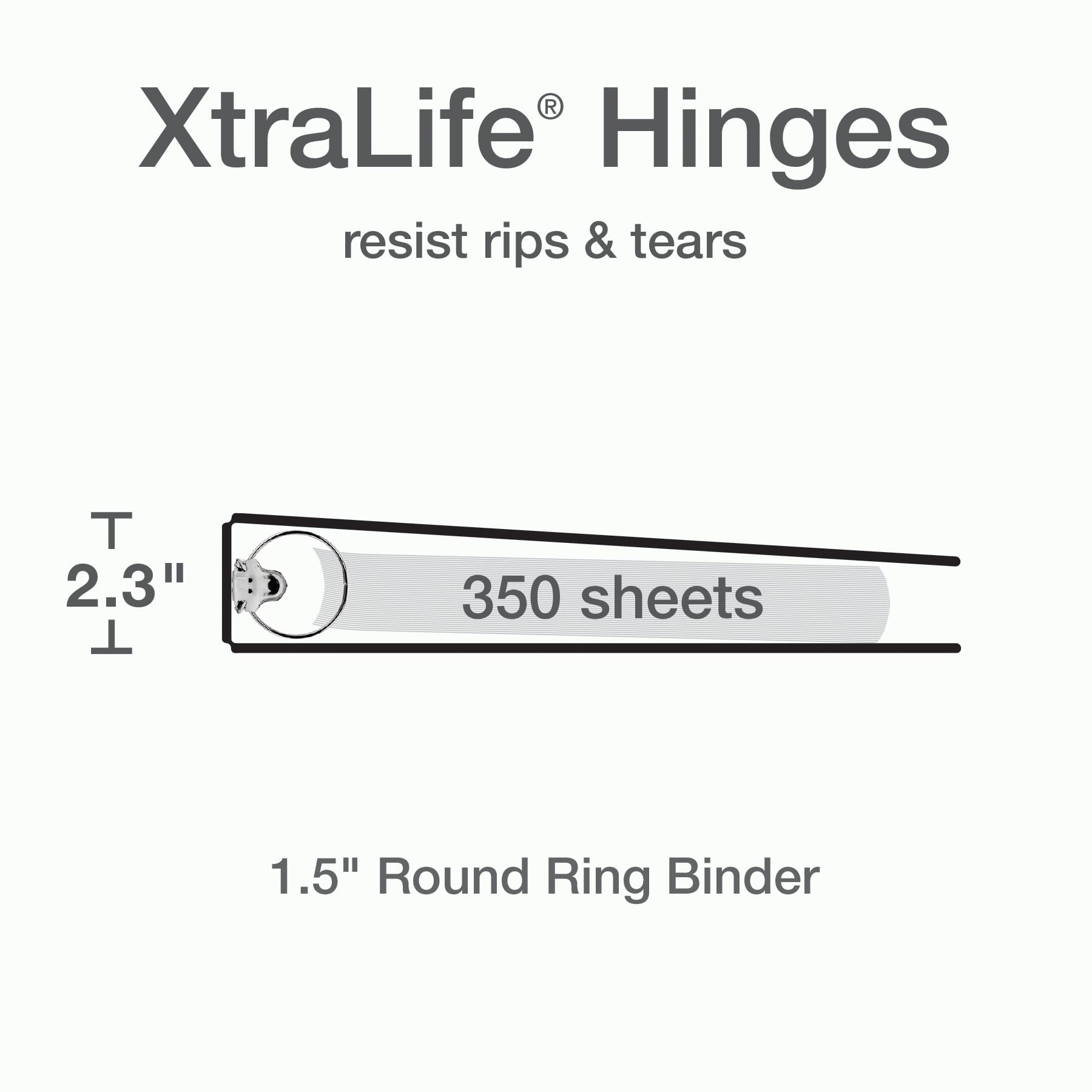 Cardinal binder close-up showing XtraLife hinge for longer-lasting durability