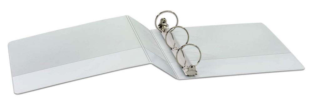 Cardinal filled binder beside a ruler to show 475-sheet capacity and size
