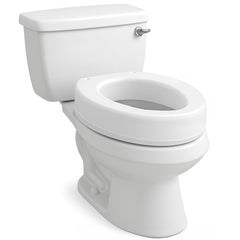 Carex front view of elongated raised toilet seat showing added comfort