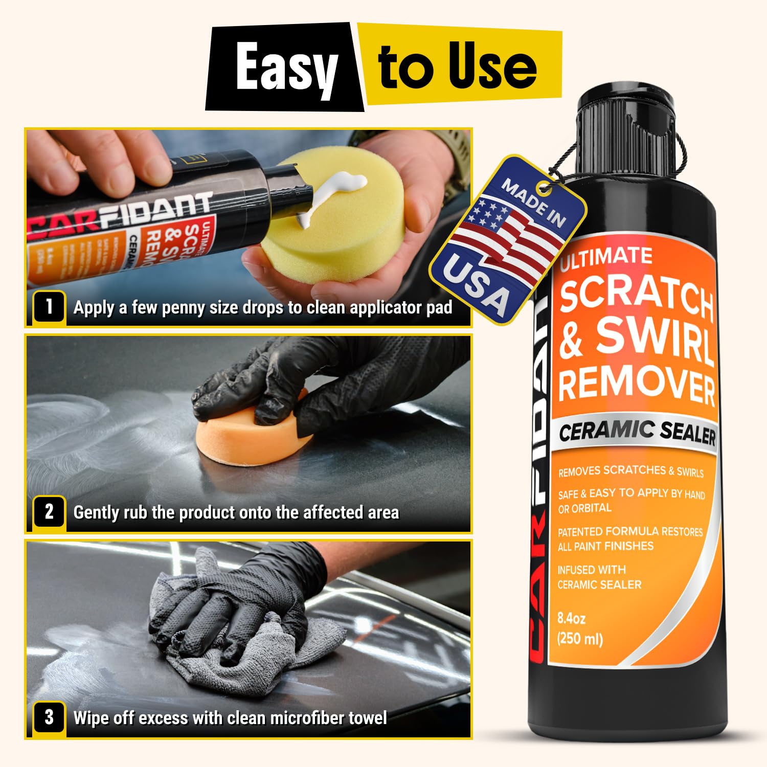 Carfidant lifestyle detailing scene of user polishing car for refreshed finish