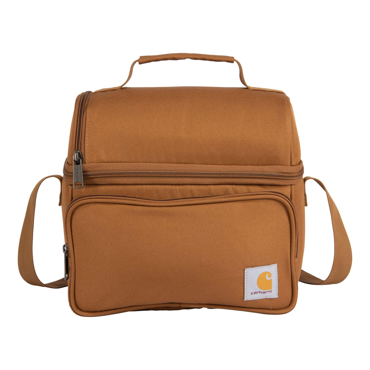 Carhartt front view lunch box showing durable exterior and compact profile