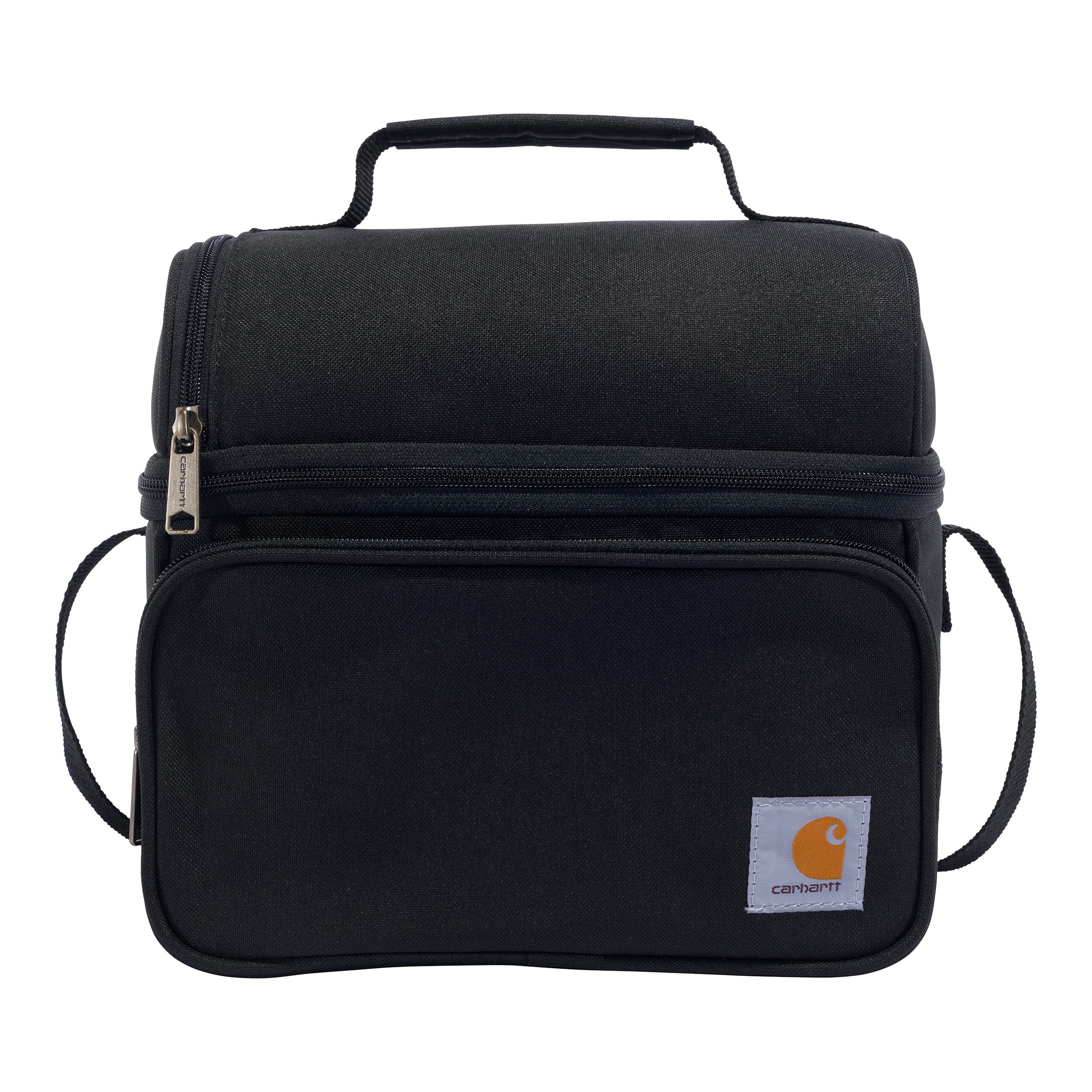 Carhartt front view of lunch box showing durable shell and easy access