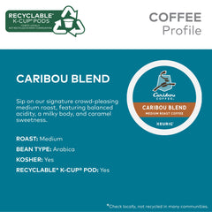 Opened Caribou K-Cup with fresh ground coffee spilling, highlighting freshness
