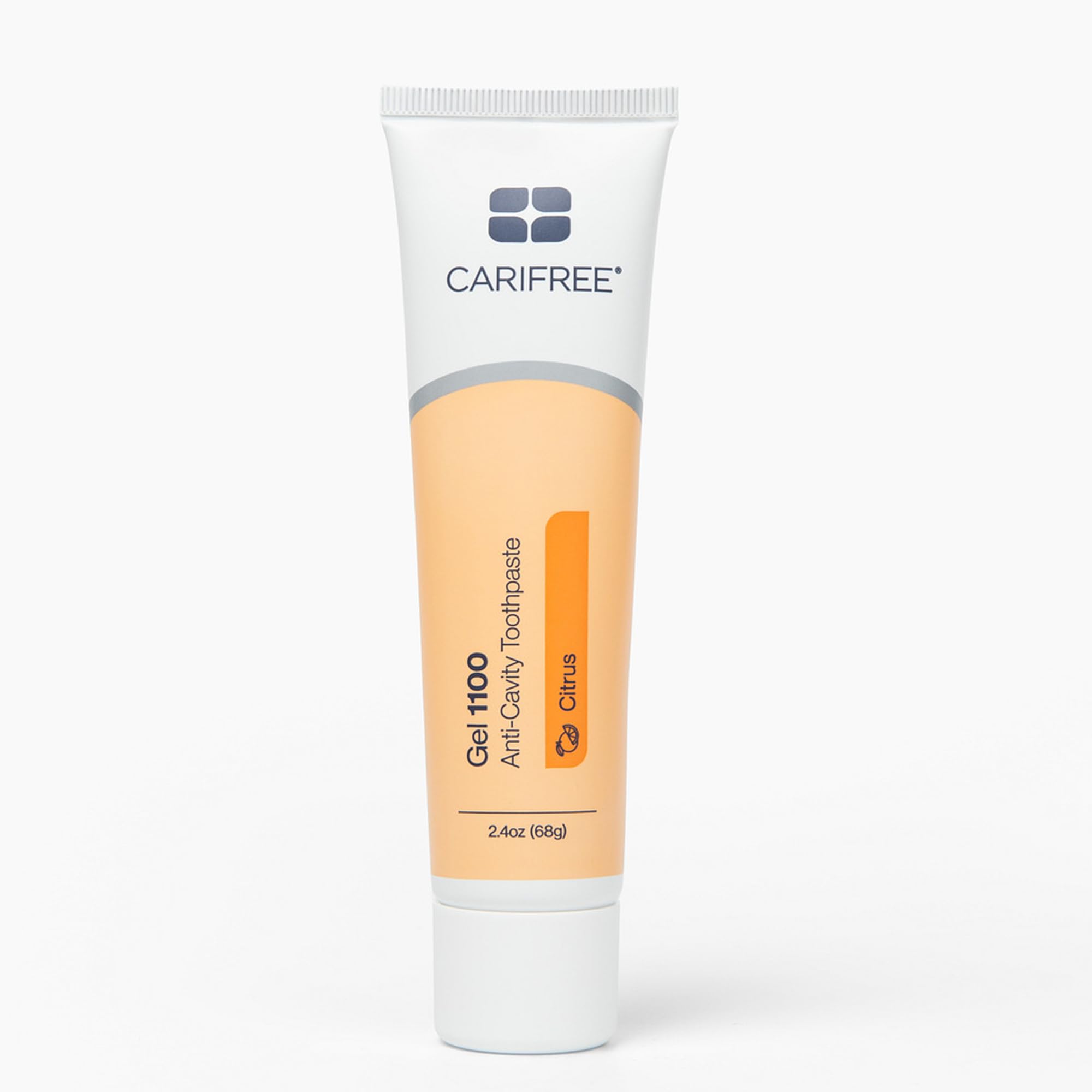 CariFree front tube showing citrus gel and brand for clear product ID and benefit