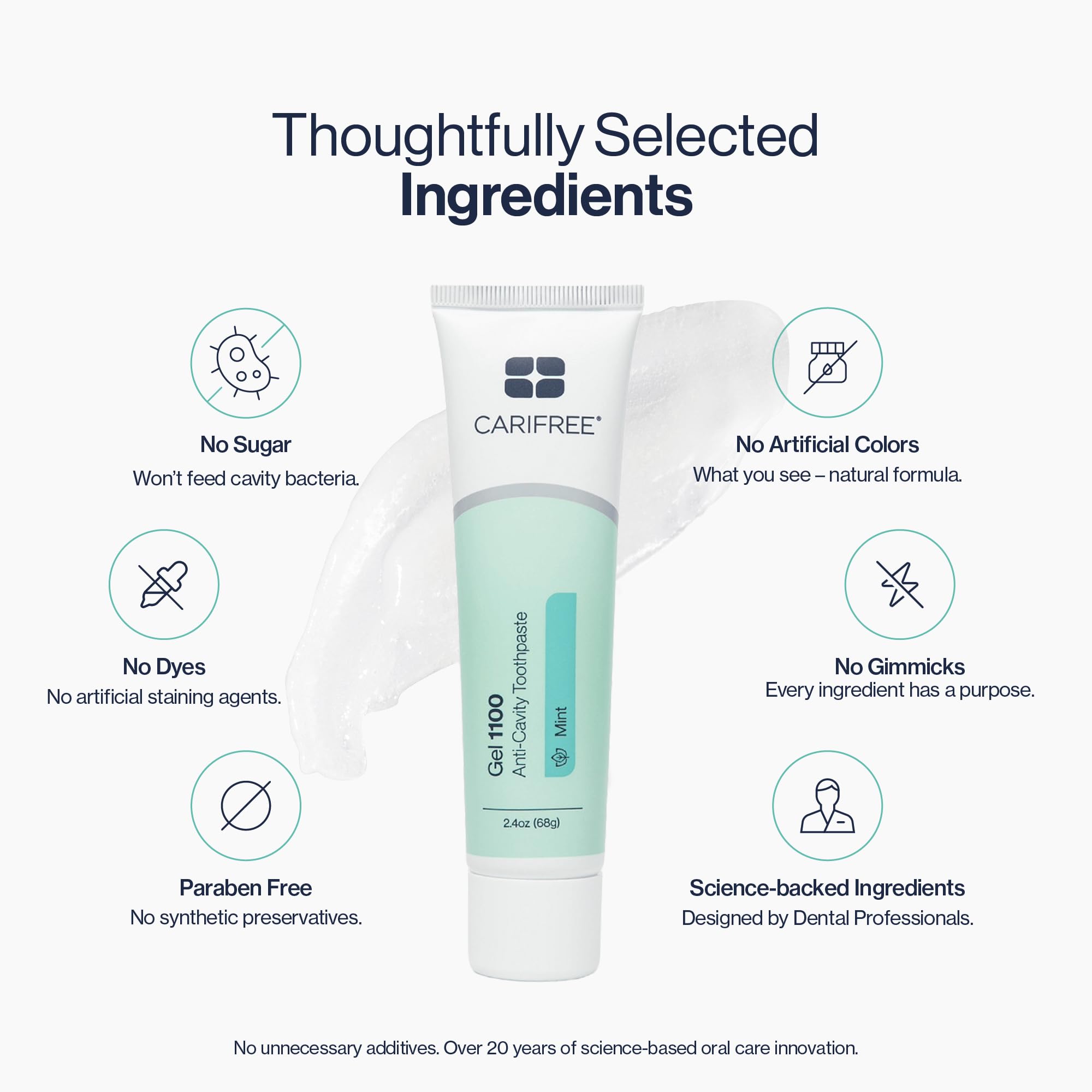 CariFree active ingredients panel showing fluoride and hydroxyapatite benefit