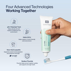 CariFree cap and nozzle detail highlighting easy dispensing benefit