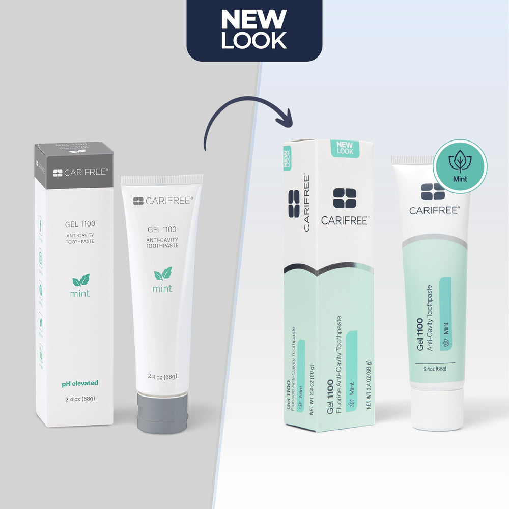 CariFree gel on toothbrush showing application and freshening benefit
