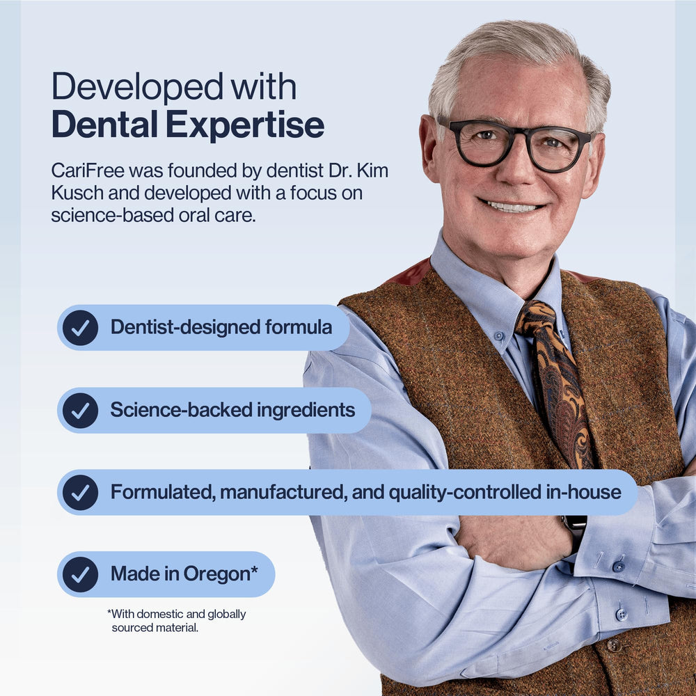 CariFree patent technology badge illustrating pH+ innovation and balanced oral environment benefit