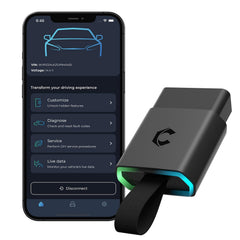 Carista EVO front view showing compact Bluetooth design and easy portability