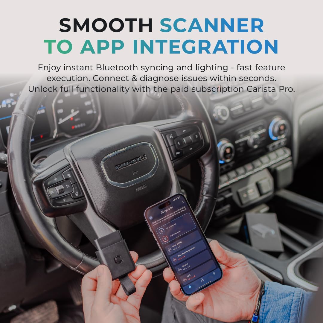 Smartphone screen with Carista EVO live data stream helping monitor engine parameters