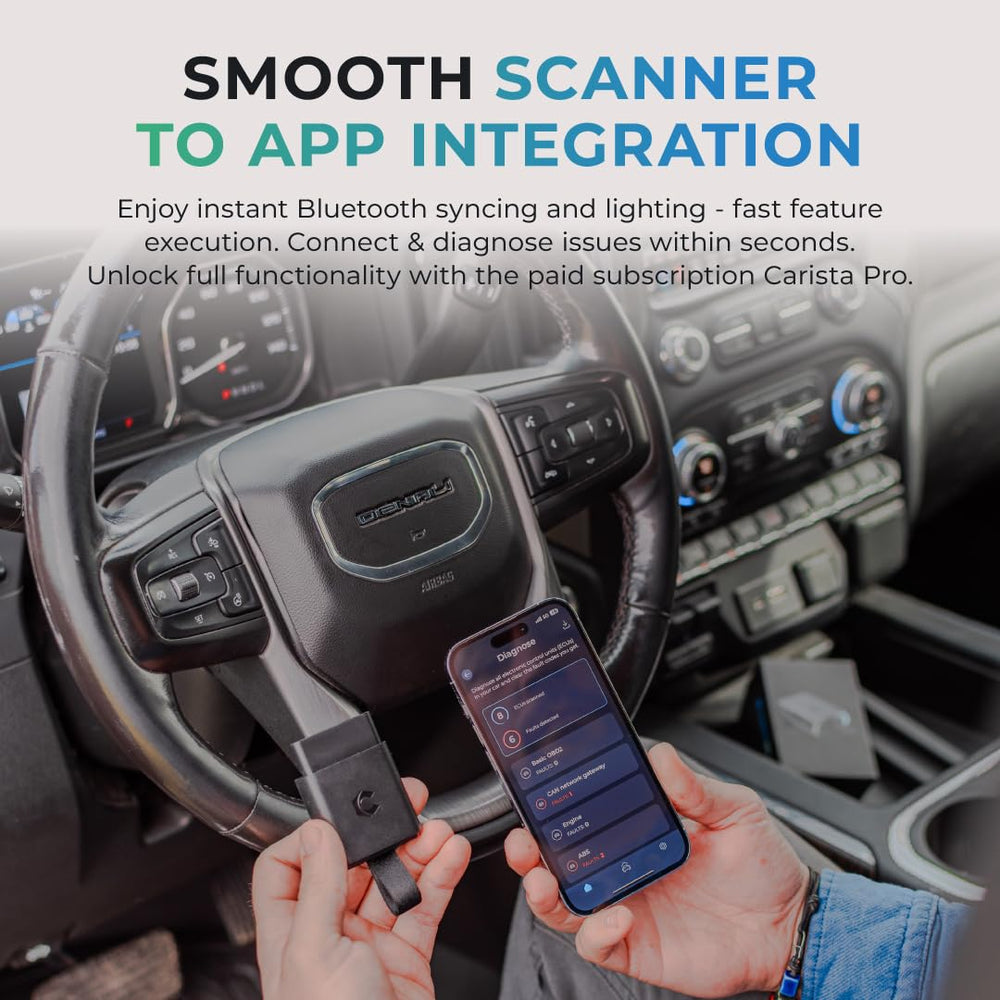 Smartphone screen with Carista EVO live data stream helping monitor engine parameters