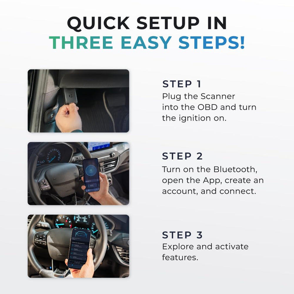 Carista EVO paired to phone showing Carista app menu and quick diagnostics benefit