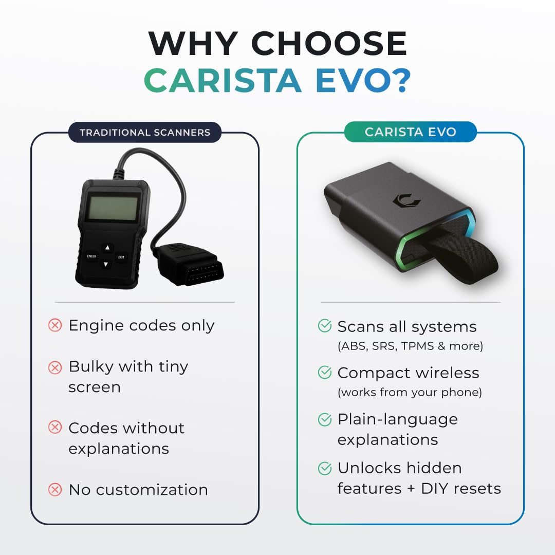 Carista EVO beside car key for scale showing compact size and storage convenience