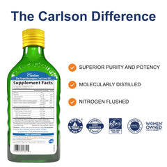 Carlson label close-up highlighting omega-3 amounts and certifications for trust