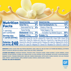 Close-up of Carnation Breakfast Essentials vanilla label highlighting protein and vitamins