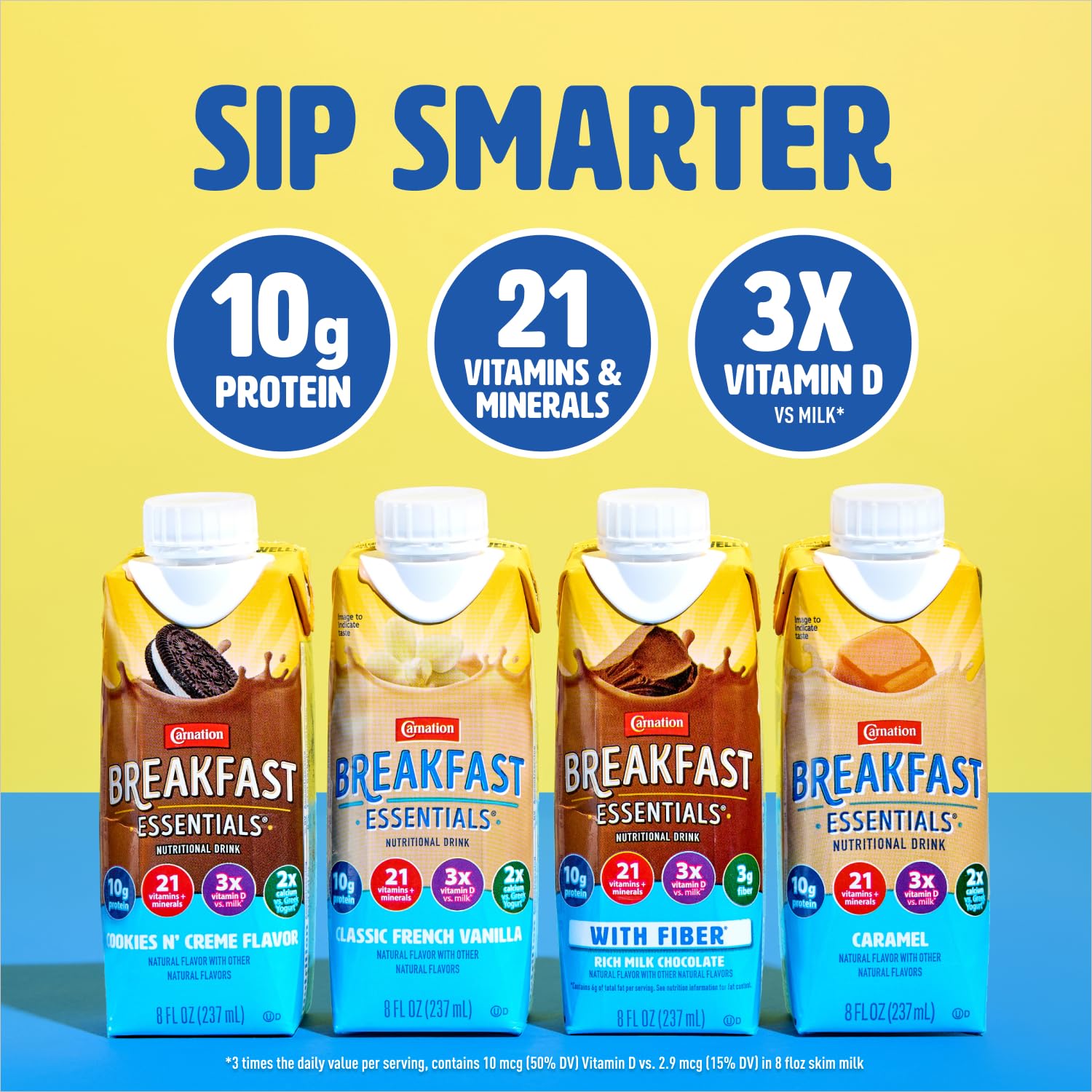 Creamy vanilla texture splash from Carnation Breakfast Essentials showing smooth mouthfeel benefit