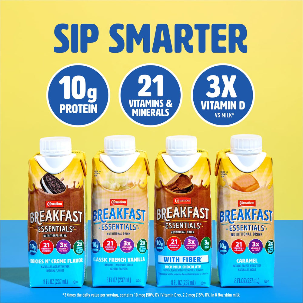 Creamy vanilla texture splash from Carnation Breakfast Essentials showing smooth mouthfeel benefit