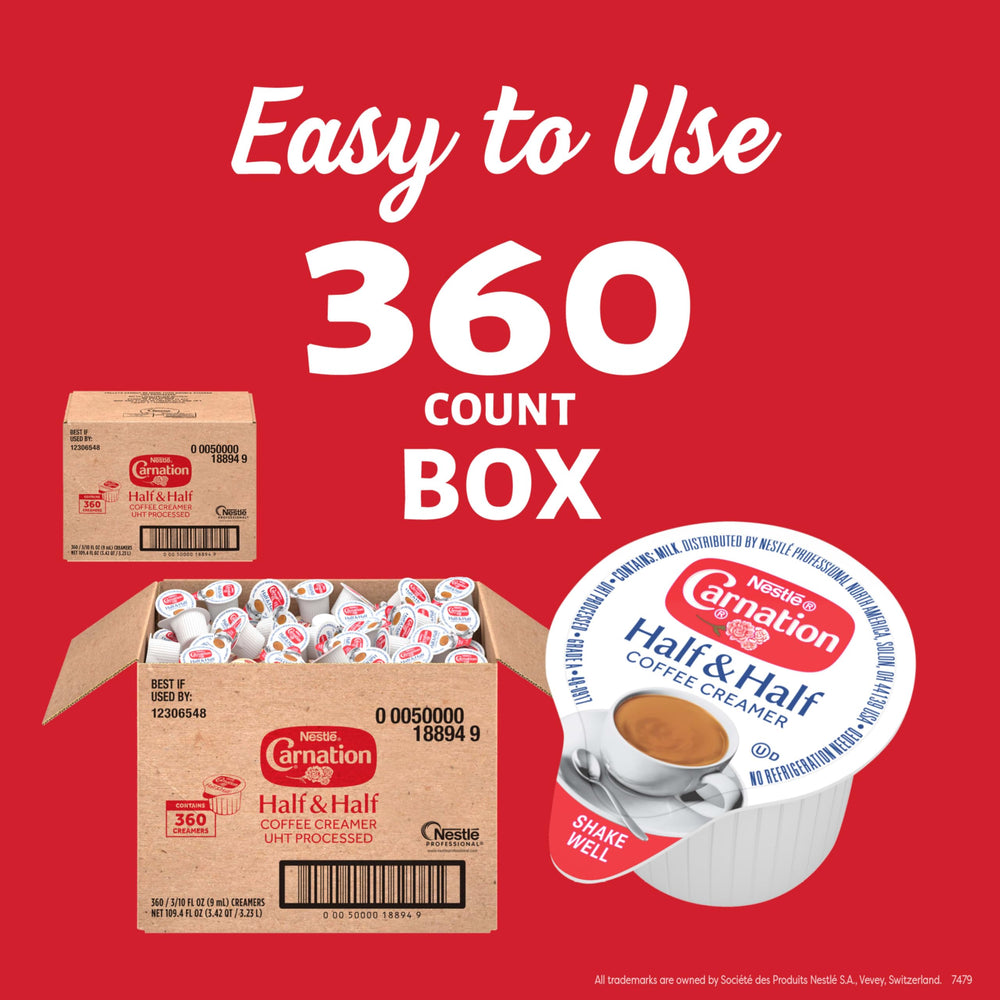 Open Carnation tub being poured into coffee showing easy-use convenience