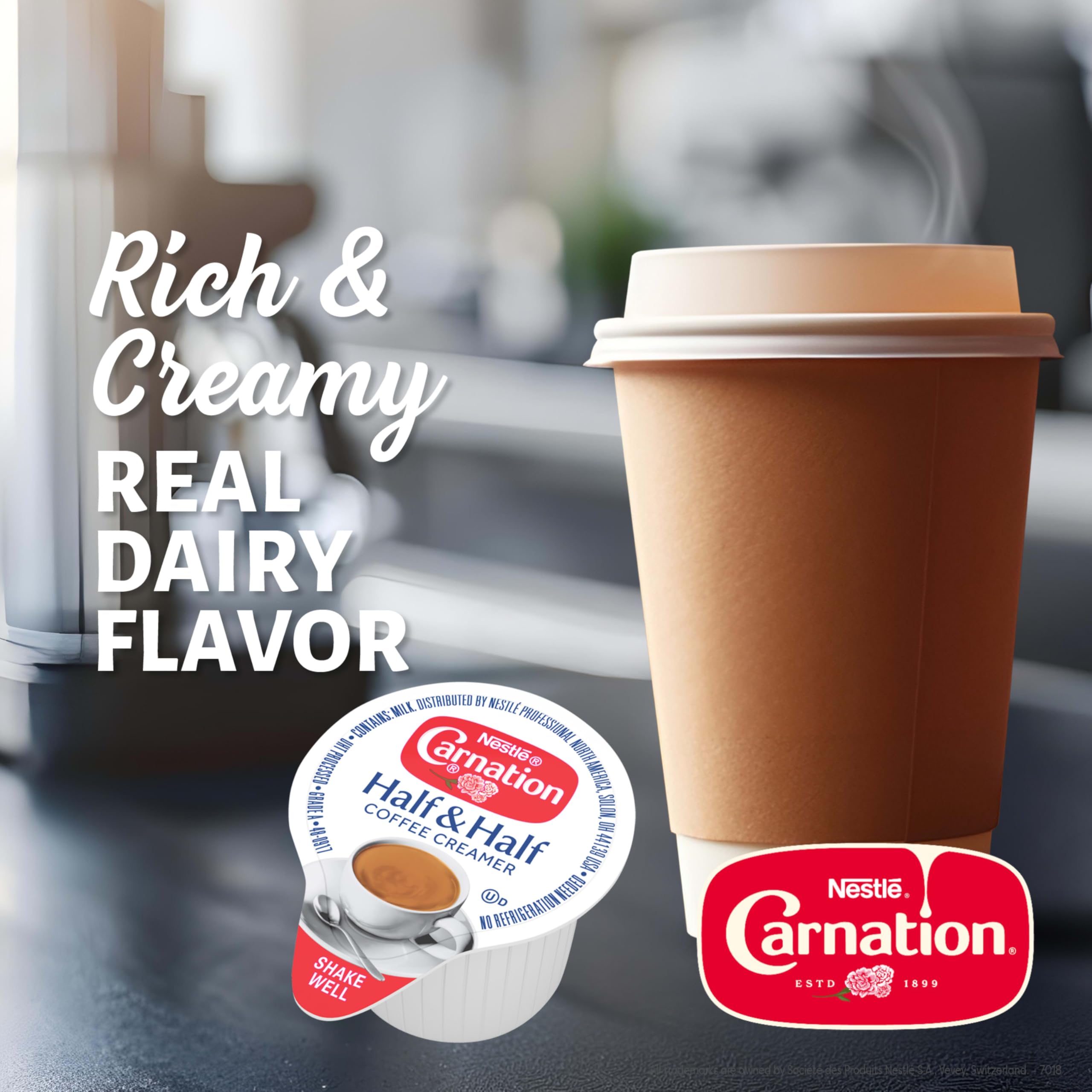 Close-up of a Carnation single tub emphasizing the real dairy texture benefit