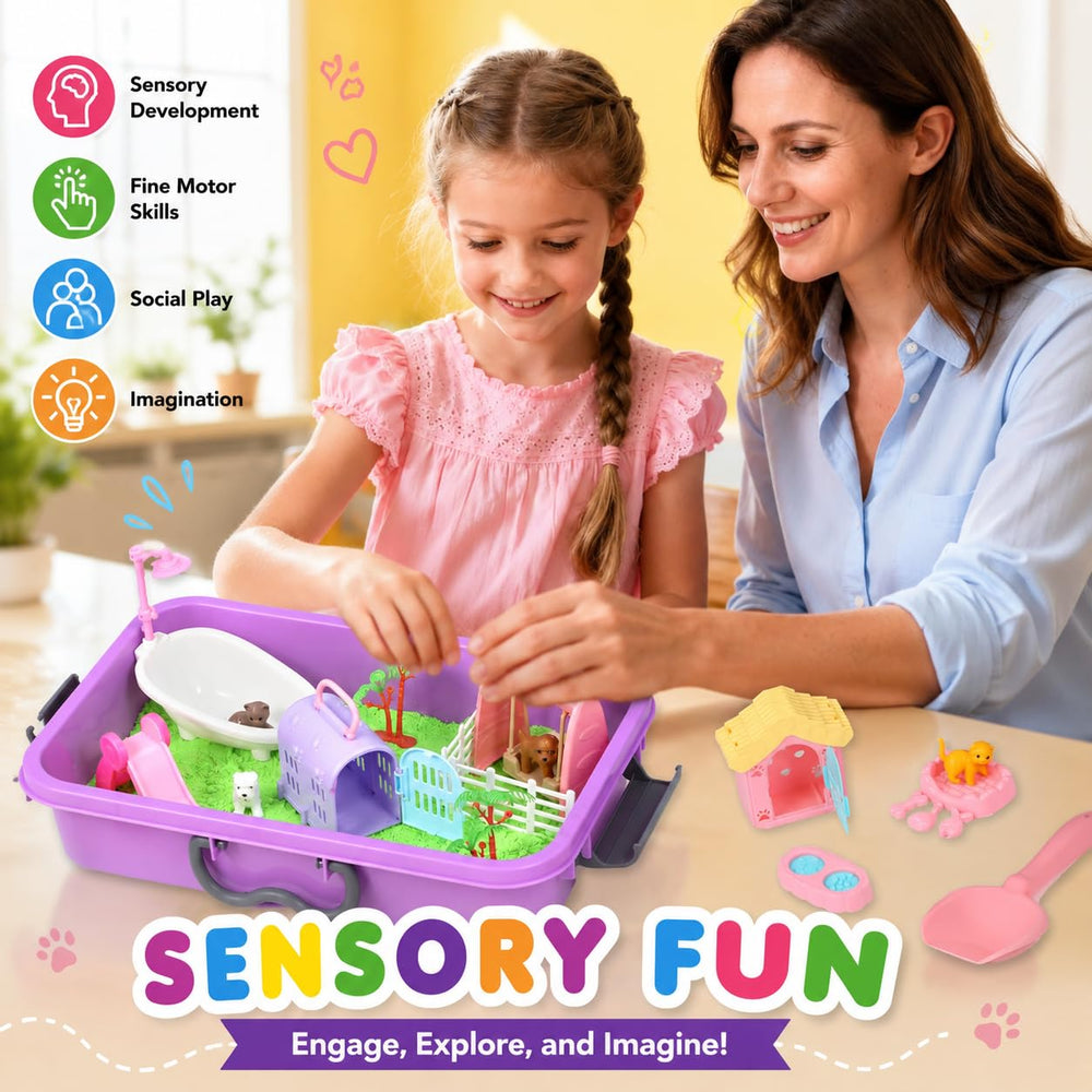 Carolart child using the sensory bin encouraging fine motor development