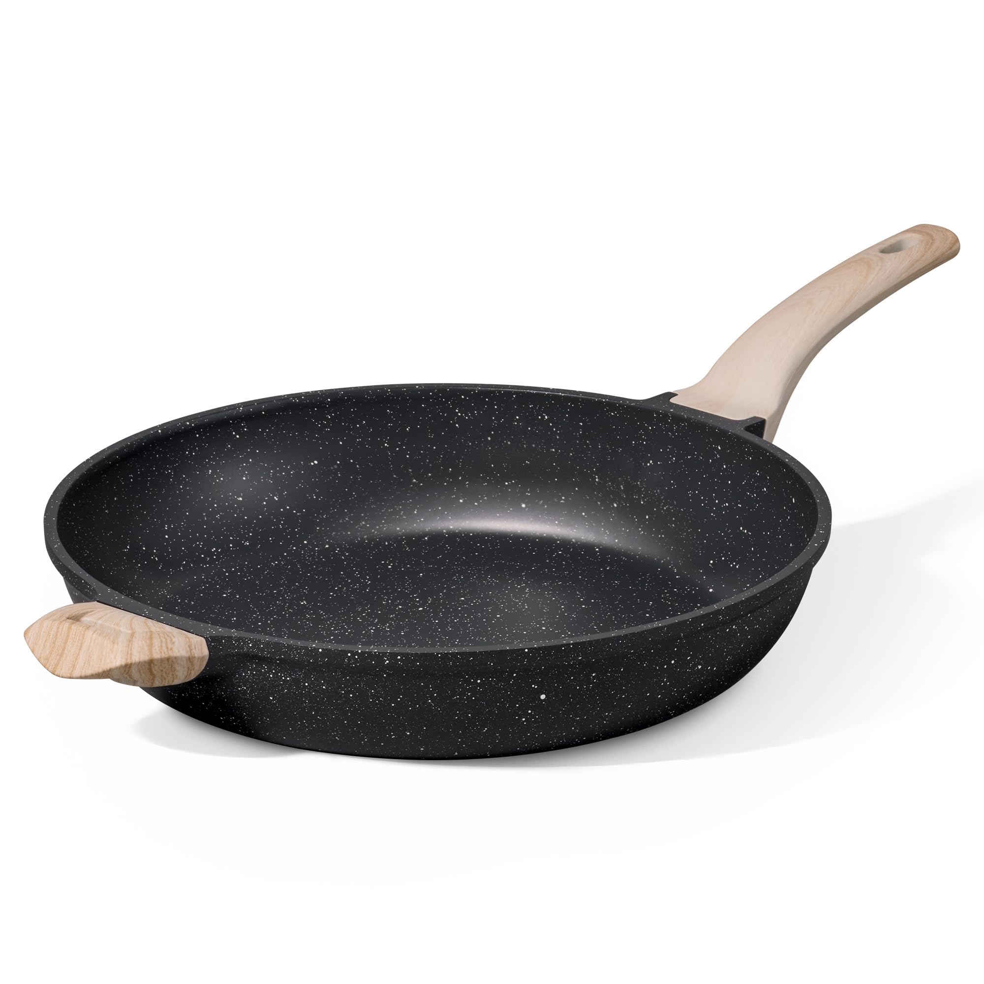 CAROTE 12.5-inch frying pan front view showing full cooking surface and handle, durable design